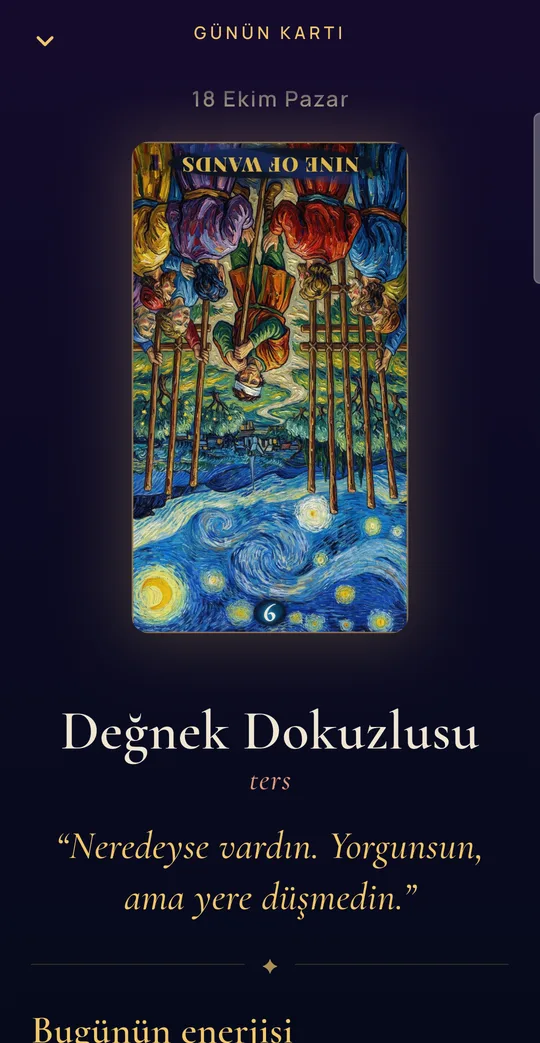 Günün Kartı ekranı